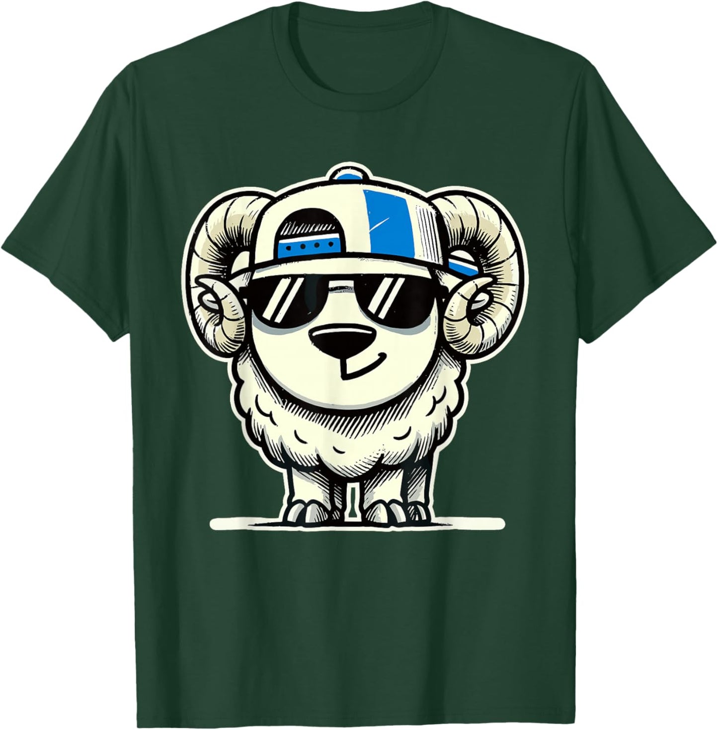 Retro Ram in Sunglasses Novelty Funny Ram T-Shirt - T-Shirt | Forest