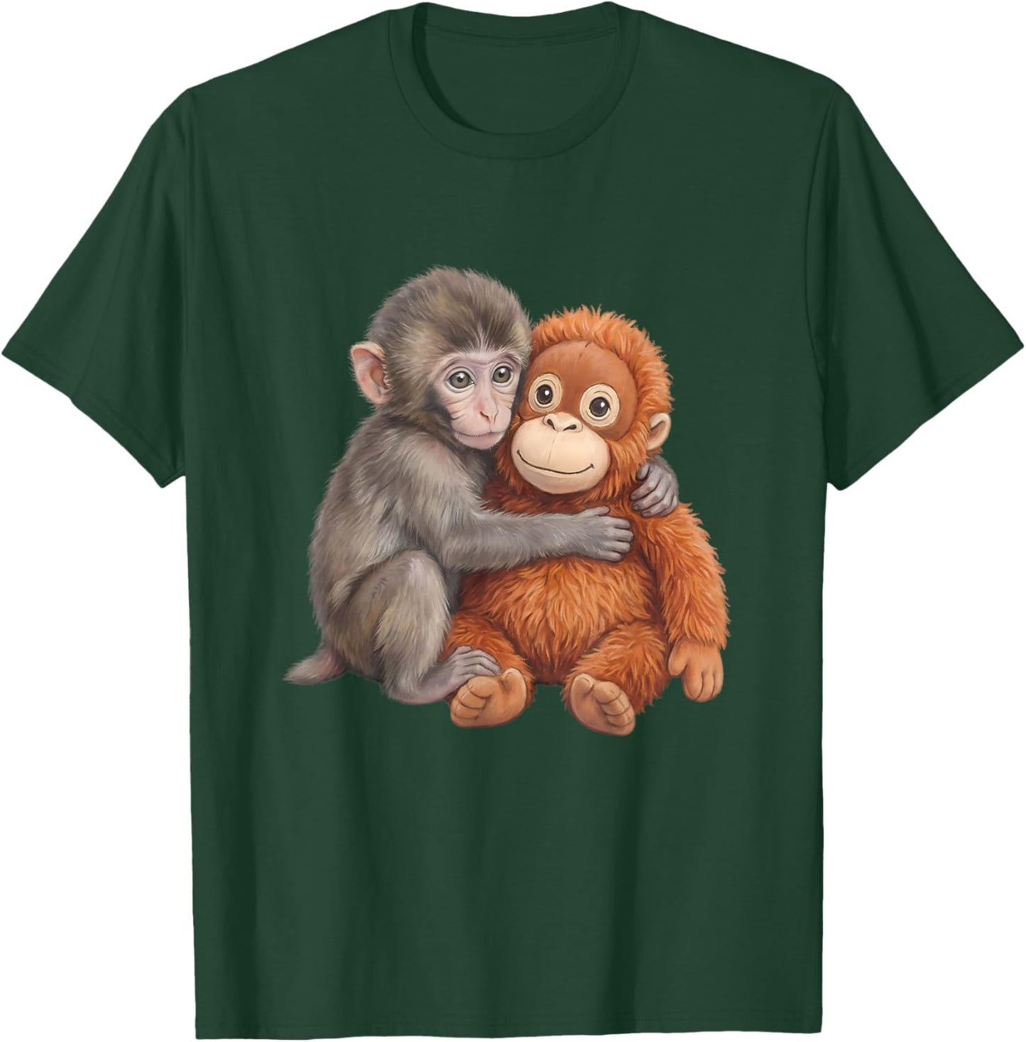 Cute Baby Monkey Named Punch Plush Hugging T-Shirt - T-Shirt | Forest