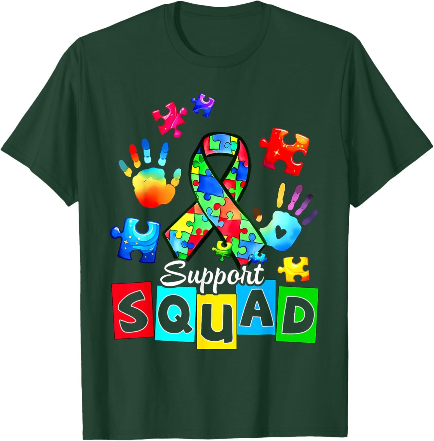 Autism Awareness Autism Support Squad Family T-Shirt - T-Shirt | Forest
