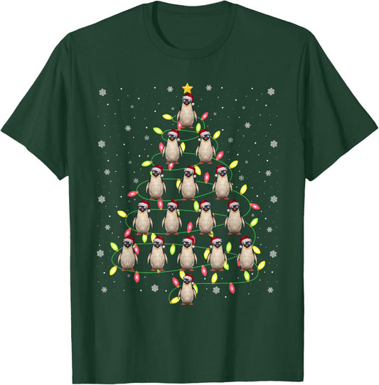 Penguin Santa Christmas Tree Lights Ugly Sweater Style T-Shirt - T-Shirt | Forest