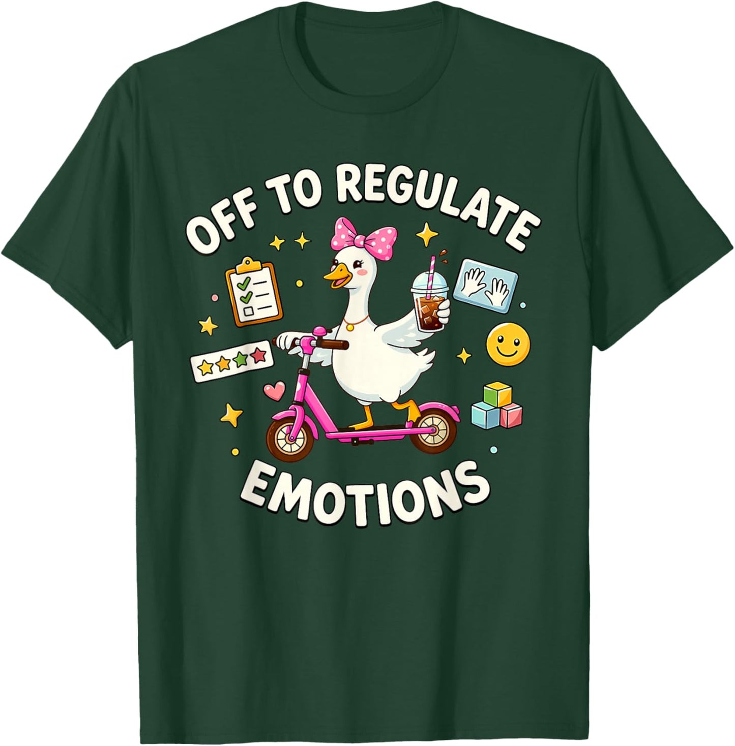 Off to Regulate Emotions Mental Health Funny Goose Scooter T-Shirt - T-Shirt | Forest