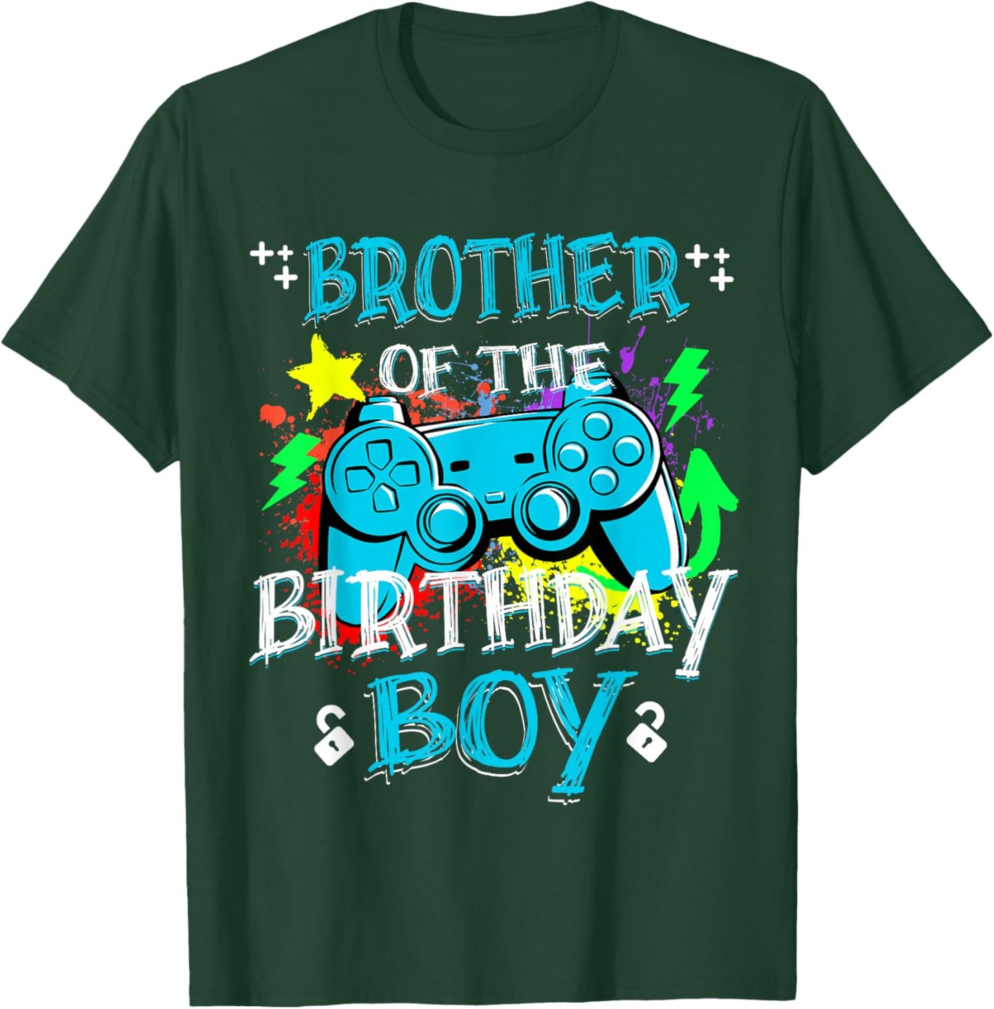 Gamer Brother of The Birthday Boy Gaming Party Level Unlock T-Shirt - T-Shirt | Forest