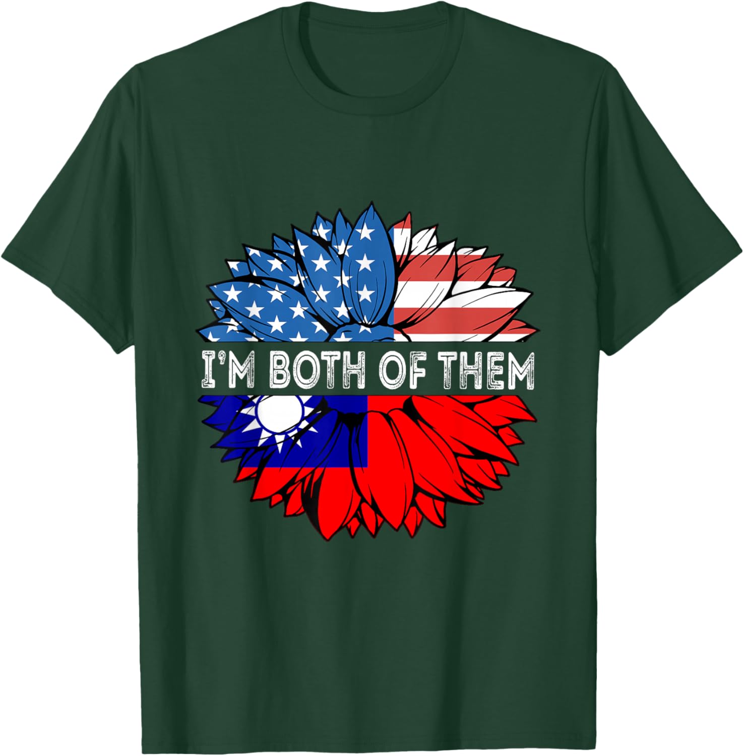 Taiwan Flag Sunflower USA I'm Both Of Them Taiwanese Pride T-Shirt - T-Shirt | Forest