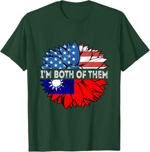 Taiwan Flag Sunflower USA I'm Both Of Them Taiwanese Pride T-Shirt - T-Shirt | Forest
