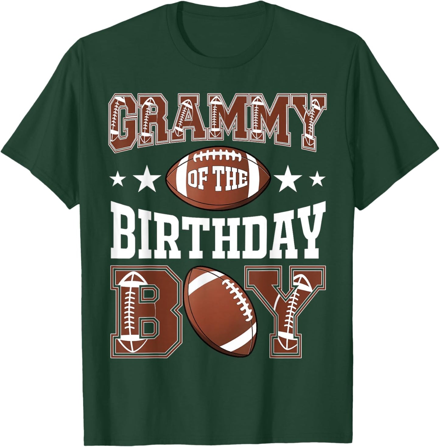 Grammy Of The Birthday Boy Football Game Day T-Shirt - T-Shirt | Forest