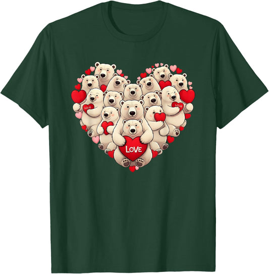 Funny Polar Bear Heart Valentine Polar Bear Kids T-Shirt - T-Shirt | Forest