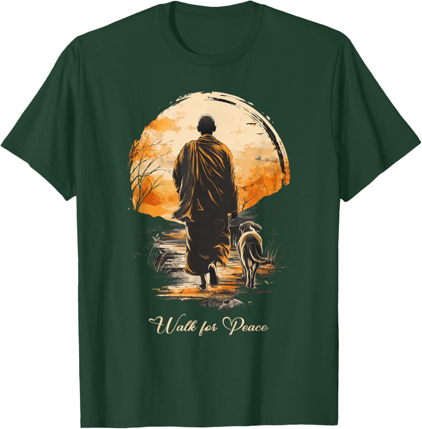 Walk for Peace World Peace Monks Aloka Dog Spiritual T-Shirt - T-Shirt | Forest