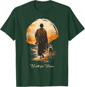 Walk for Peace World Peace Monks Aloka Dog Spiritual T-Shirt - T-Shirt | Forest