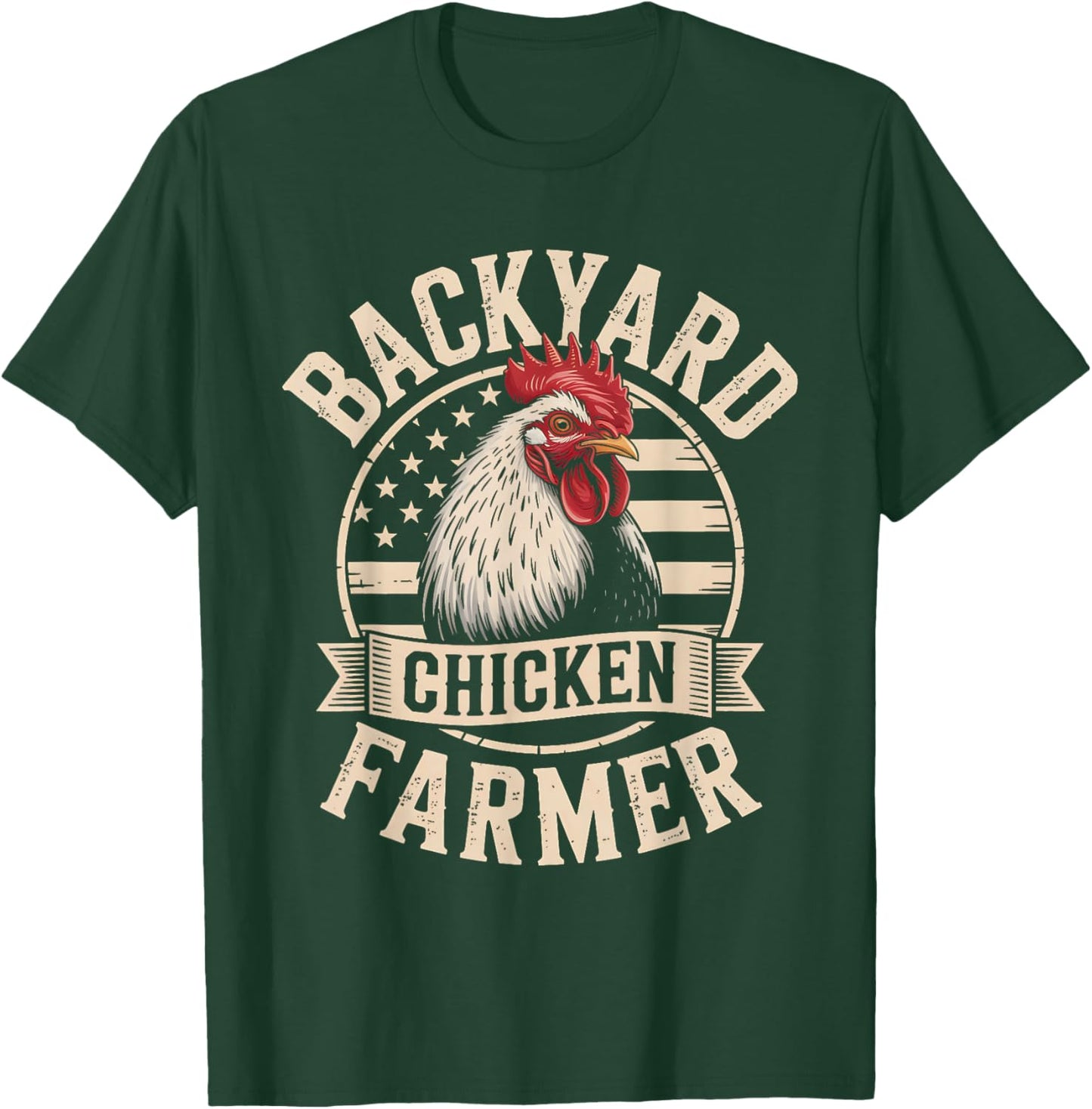 Backyard Chicken Farmer American Flag Patriotic Farmer T-Shirt - T-Shirt | Forest