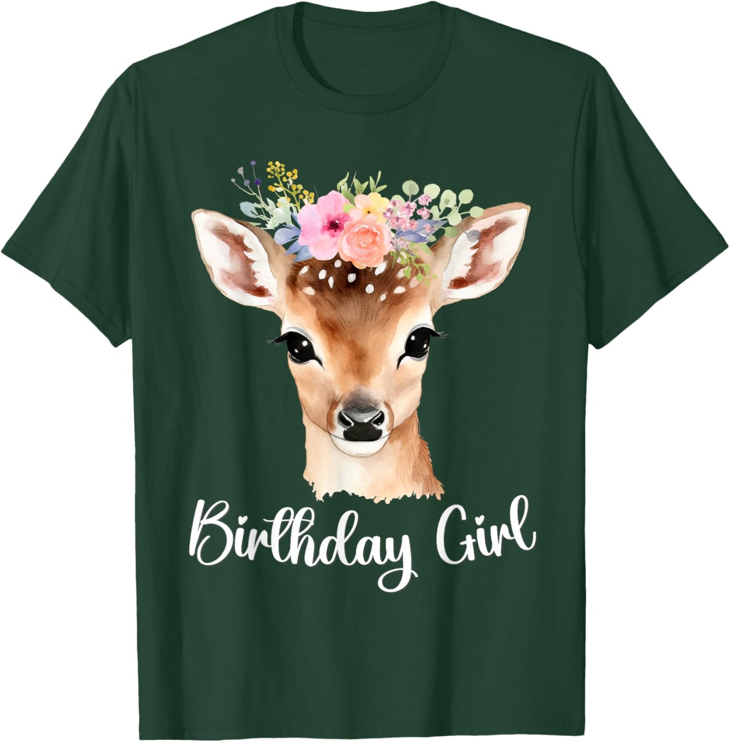 Fawn Baby Deer with Flowers Moms Women Youth Birthday Girl T-Shirt - T-Shirt | Forest