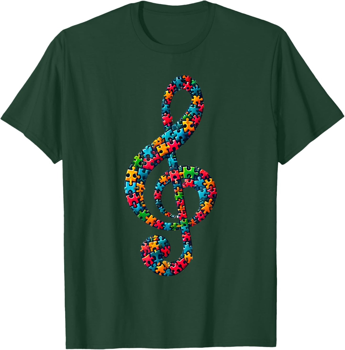 Jigsaw Puzzle Treble Clef Musical Note Music T-Shirt - T-Shirt | Forest