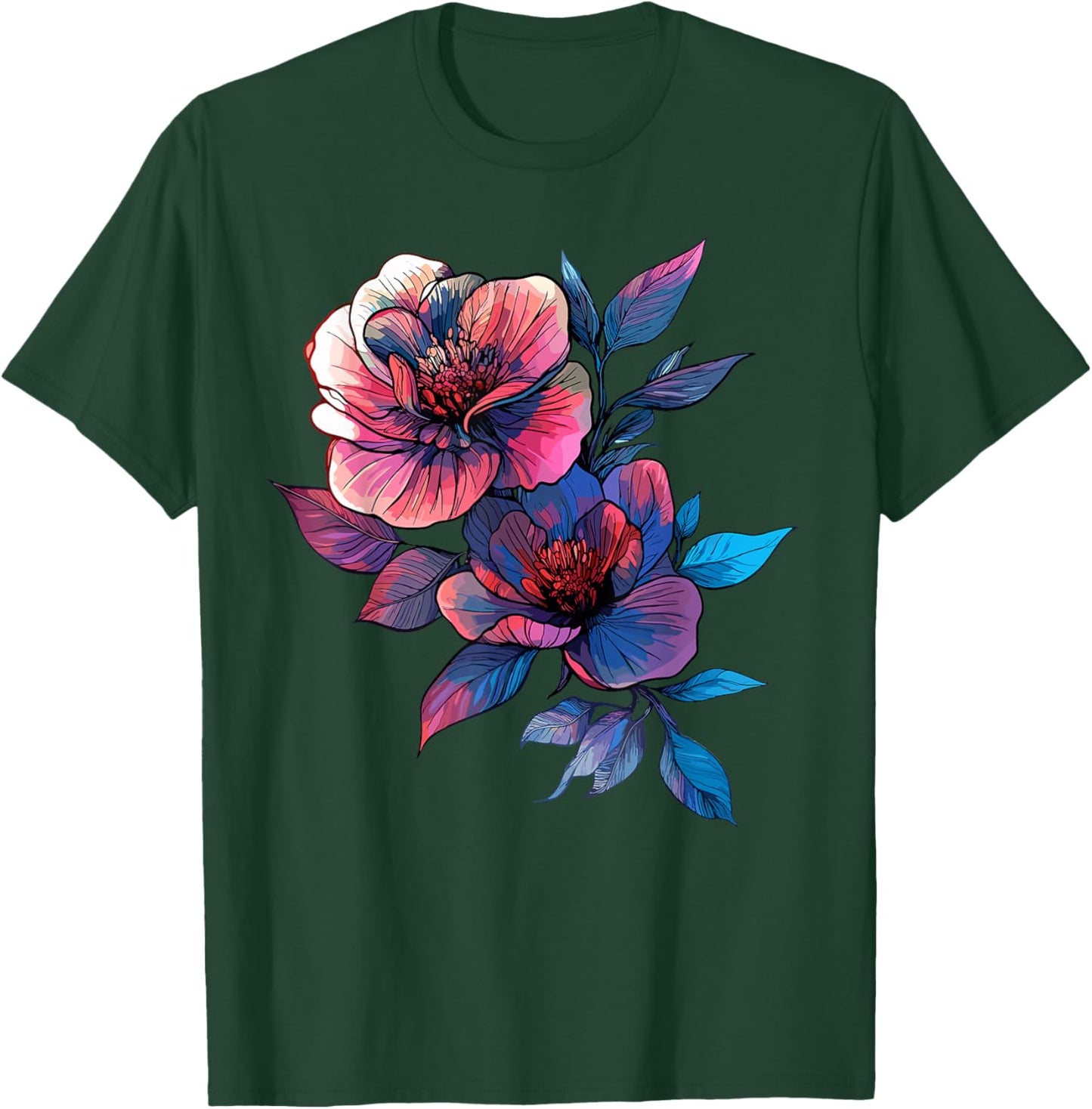 Vintage Floral Peony Rose Bouquet Botanical Bloom T-Shirt - T-Shirt | Forest