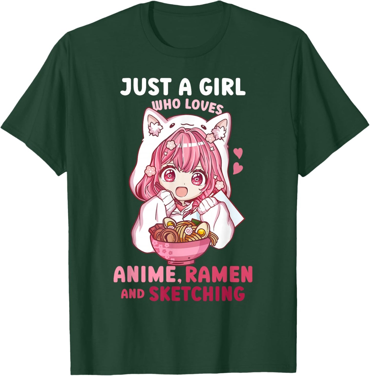 Anime Ramen Sketching Just a Girl Who Loves Anime Sketching T-Shirt - T-Shirt | Forest