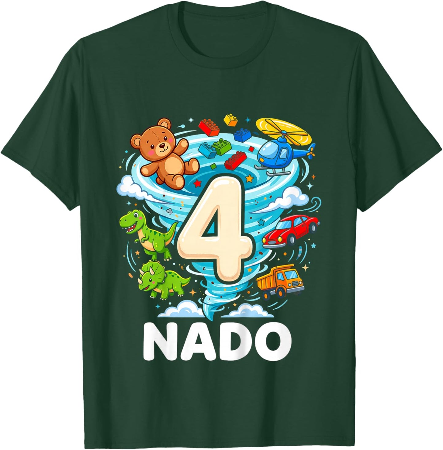4nado Fournado 4th Birthday Boy 4 Four Year Old Toddler T-Shirt - T-Shirt | Forest
