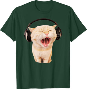 Cat With Headphones Meme Cat Meme Funny Memes Gen-Z Memes T-Shirt - T-Shirt | Forest