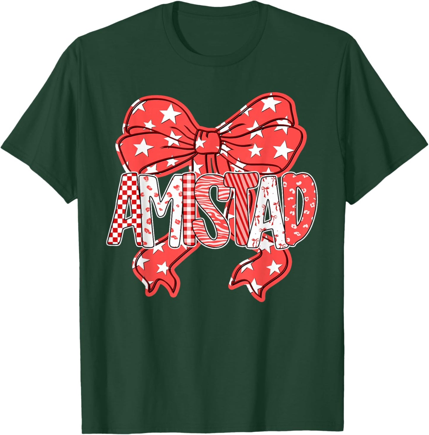 I Love Amistad Preppy Bow Teacher Student T-Shirt - T-Shirt | Forest