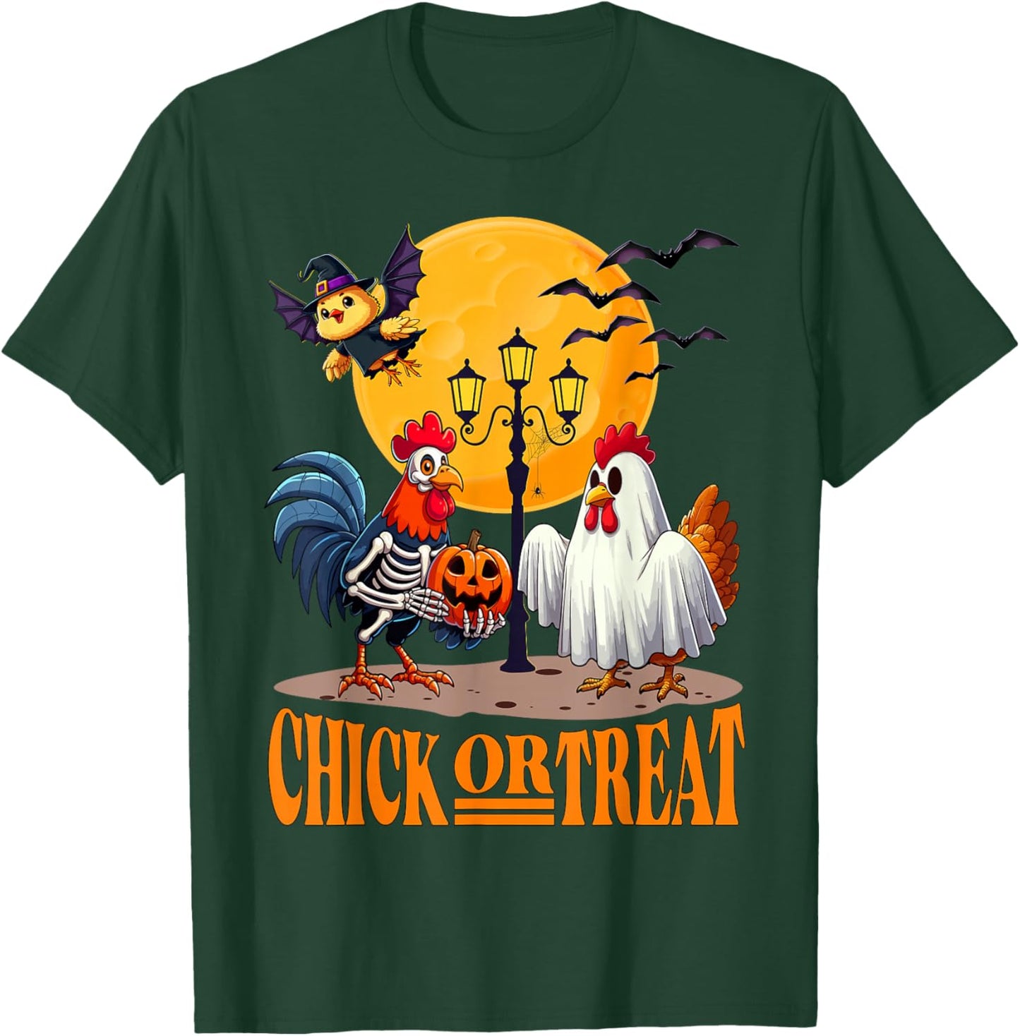 Skeleton Chicken Halloween Funny Spooky chicken Lovers T-Shirt - T-Shirt | Forest