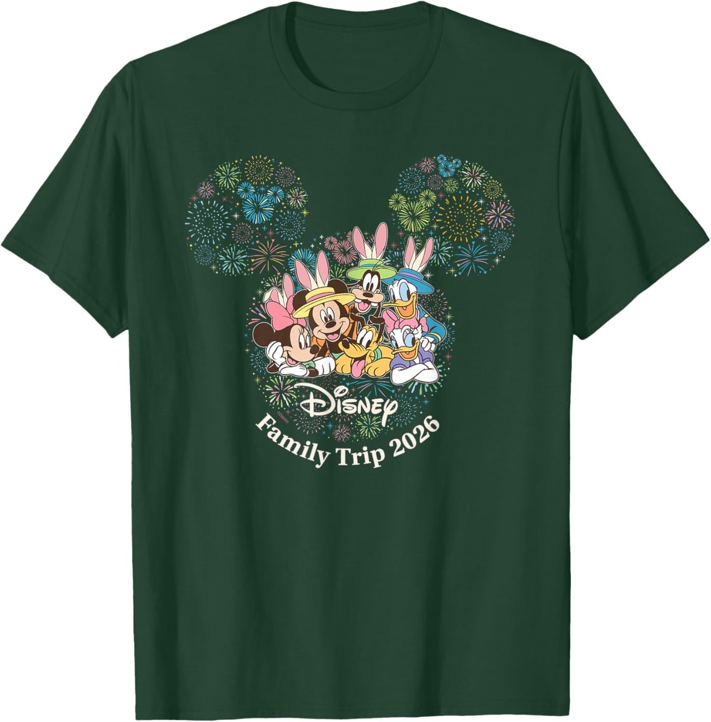 Disney Mickey & Friends Easter Family Trip 2026 Fireworks T-Shirt - T-Shirt | Forest