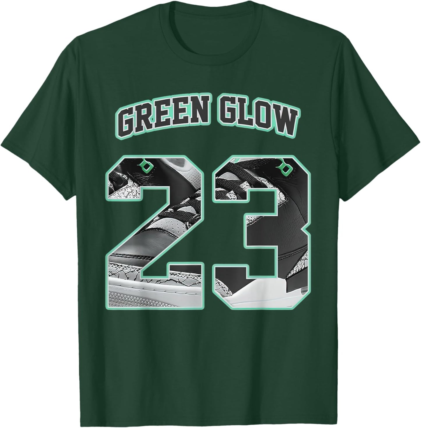 Number 23 Black Green Glow 3s Matching Women T-Shirt - T-Shirt | Forest