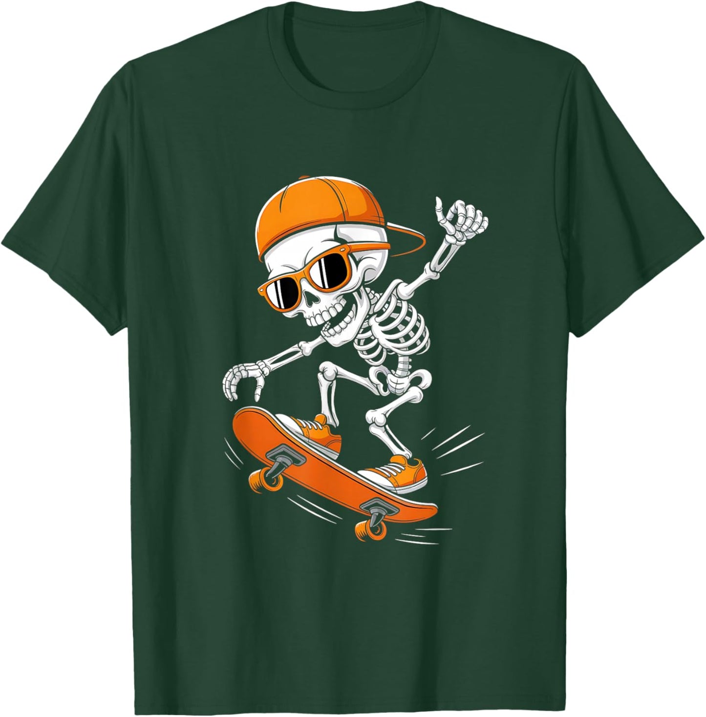 Halloween Skeleton Skateboard Funny Skateboarding Teens Boys T-Shirt - T-Shirt | Forest