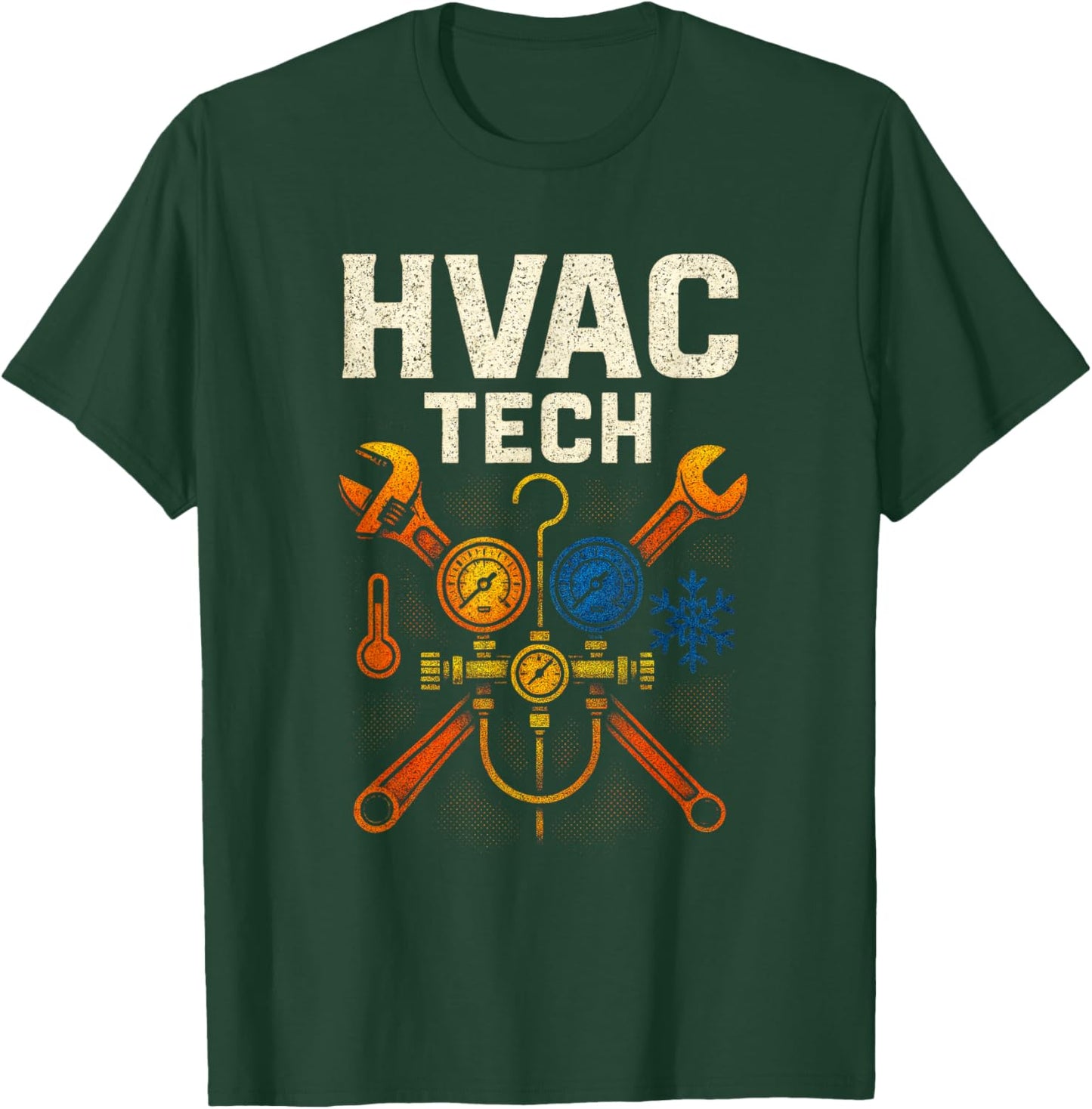 HVAC TECH - Vintage Retro Technician Tools T-Shirt - T-Shirt | Forest