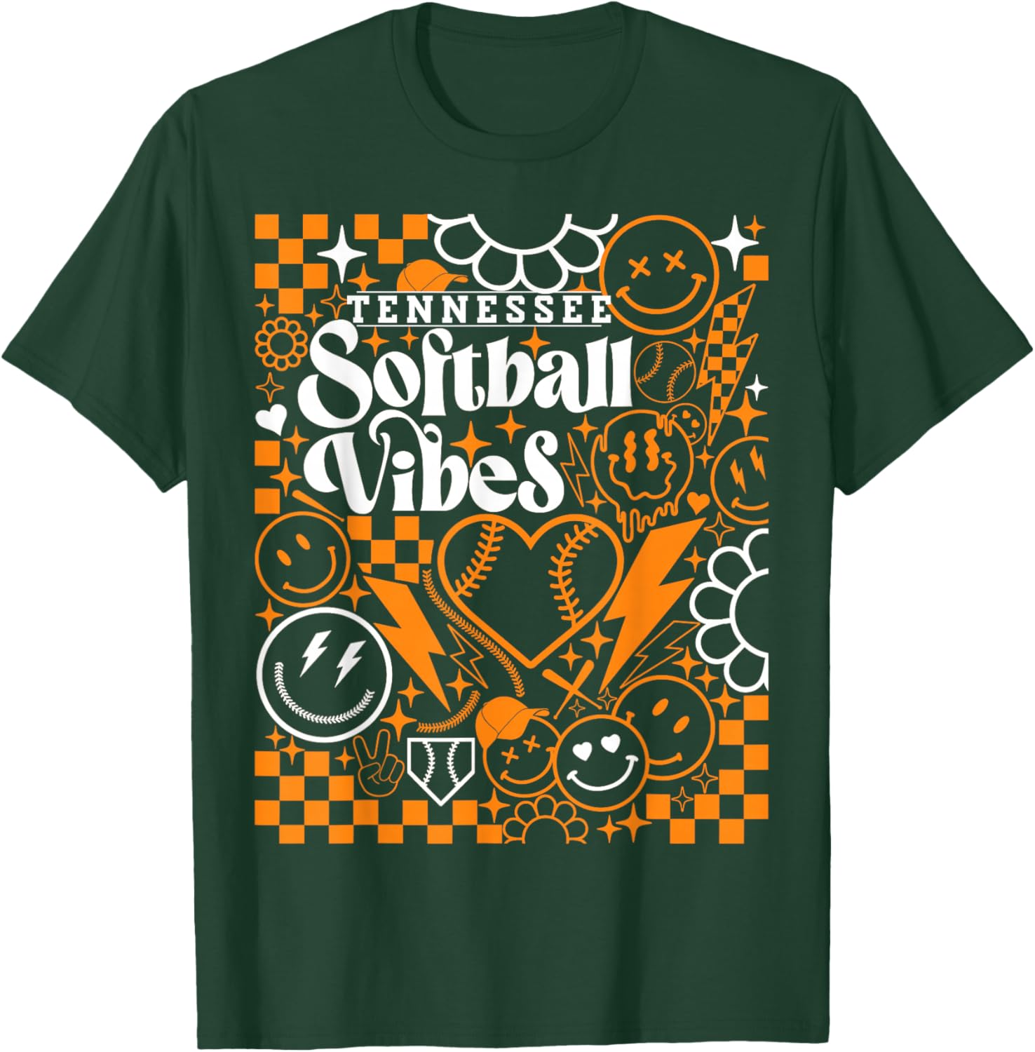 Tennessee Softball Vintage Kids Team Retro Softball Fan T-Shirt - T-Shirt | Forest