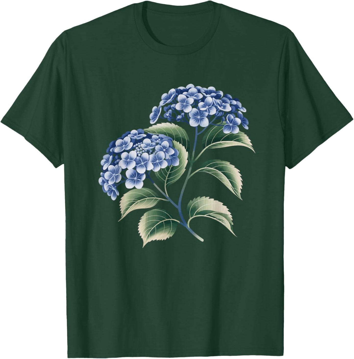 Blue Hydrangea Design Flower Lovers and Hydrangea T-Shirt - T-Shirt | Forest