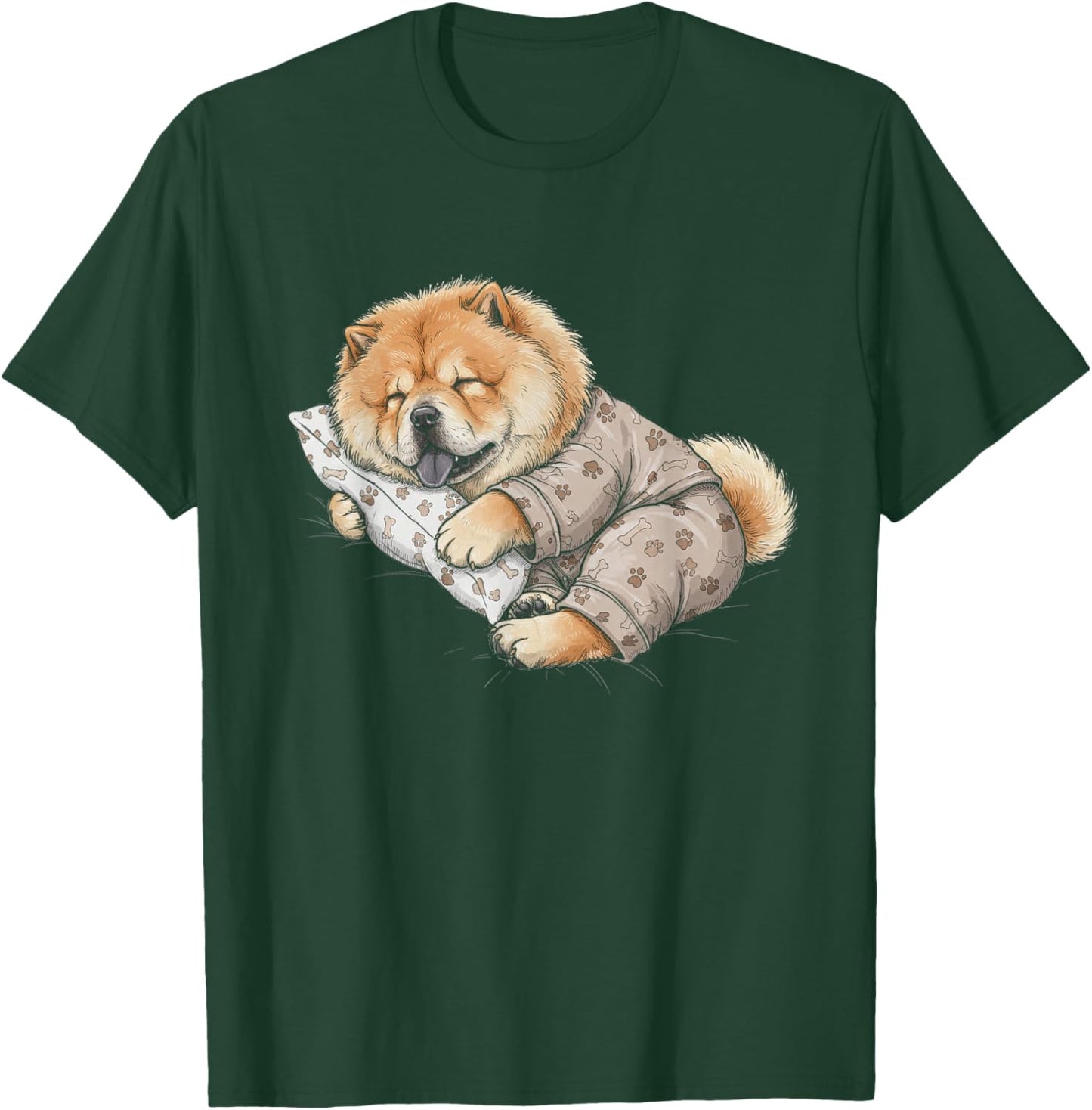 Funny Sleepy Chow Chow Pajama Men Women Kids T-Shirt - T-Shirt | Forest