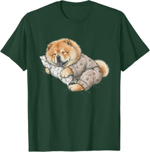 Funny Sleepy Chow Chow Pajama Men Women Kids T-Shirt - T-Shirt | Forest