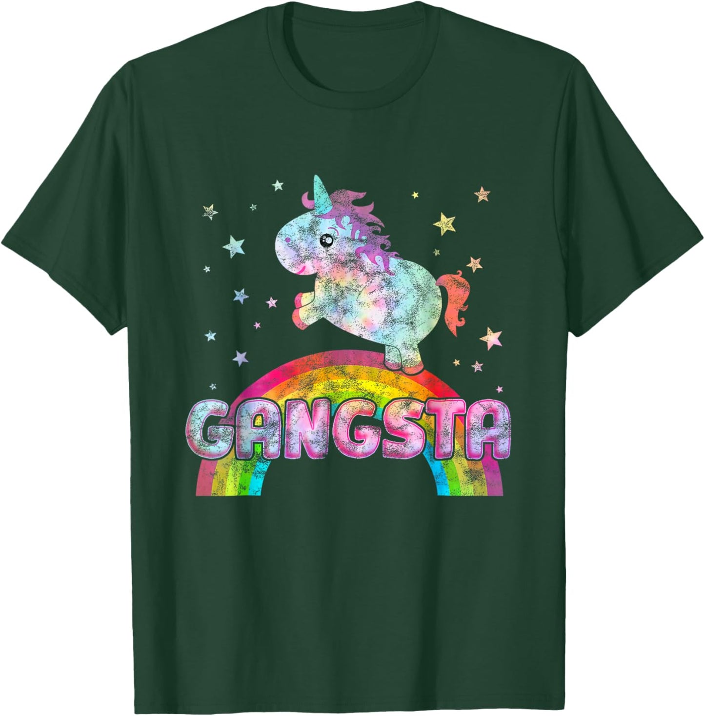 Funny Ironic Cool Unicorn Gangsta Rap Music Festival Tie Dye T-Shirt - T-Shirt | Forest