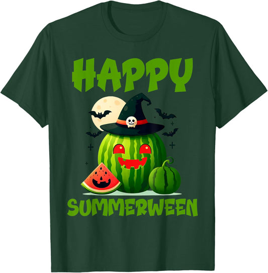 Happy Summerween Summer Watermelon Jack-o-lantern Halloween Women T-Shirt - T-Shirt | Forest