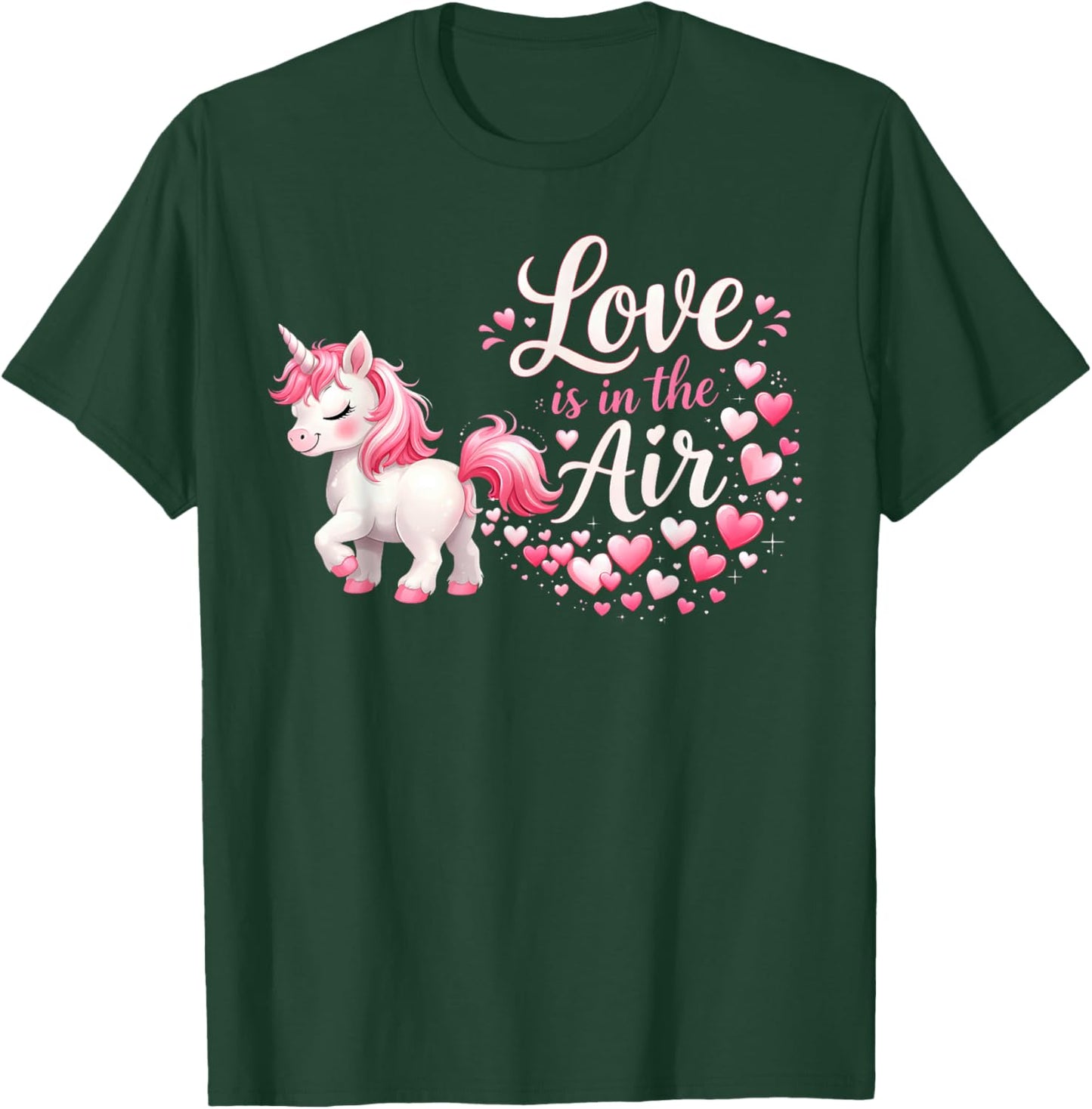 Love is in The Air Valentine's Day Cute Unicorn Farting Hearts T-Shirt - T-Shirt | Forest
