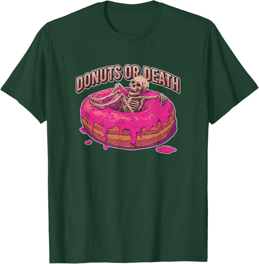 Skeleton on Donut Chillin Donuts or Death T-Shirt - T-Shirt | Forest