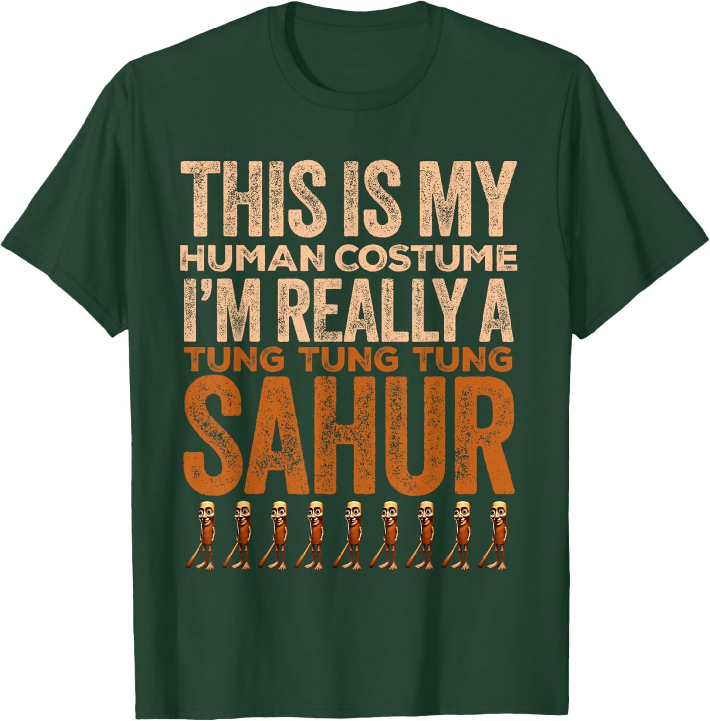 Tung Tung Tung Sahur Human Costume Funny Halloween T-Shirt - T-Shirt | Forest