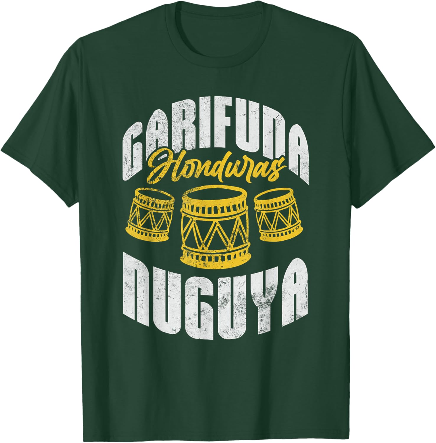 Garifuna Honduras Nuguya Cultural Music Distressed T-Shirt - T-Shirt | Forest