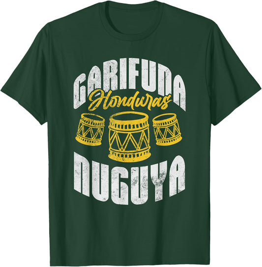 Garifuna Honduras Nuguya Cultural Music Distressed T-Shirt - T-Shirt | Forest