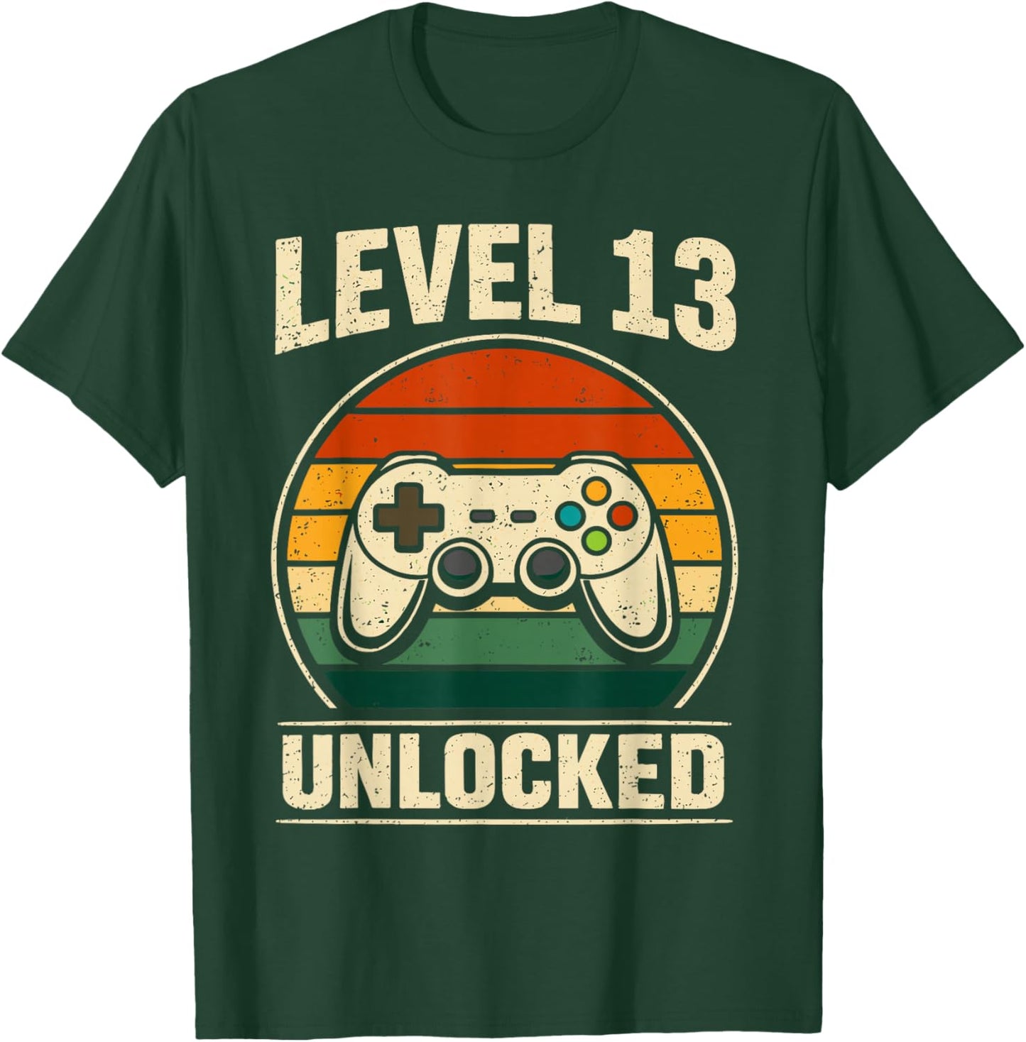 13th Birthday Level 13 Unlocked Gamer Gaming Boy Birthday T-Shirt - T-Shirt | Forest