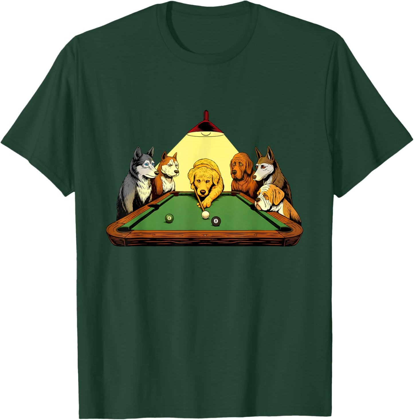 Billiard Dogs - 8 Ball Billiard Game Pool Player T-Shirt - T-Shirt | Forest