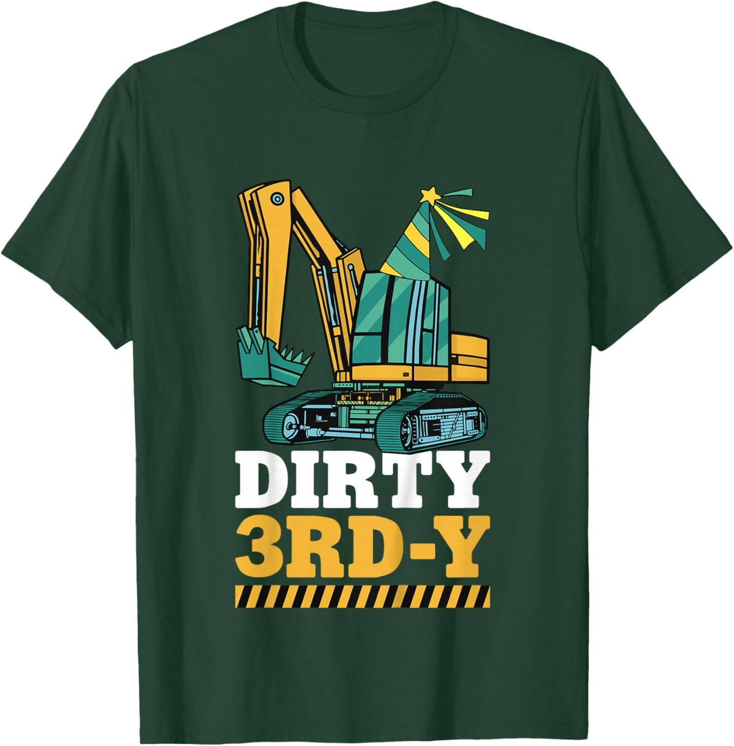 Kids Dirty 3rd-Y Construction Kids 3 Years Old Birthday Party T-Shirt - T-Shirt | Forest