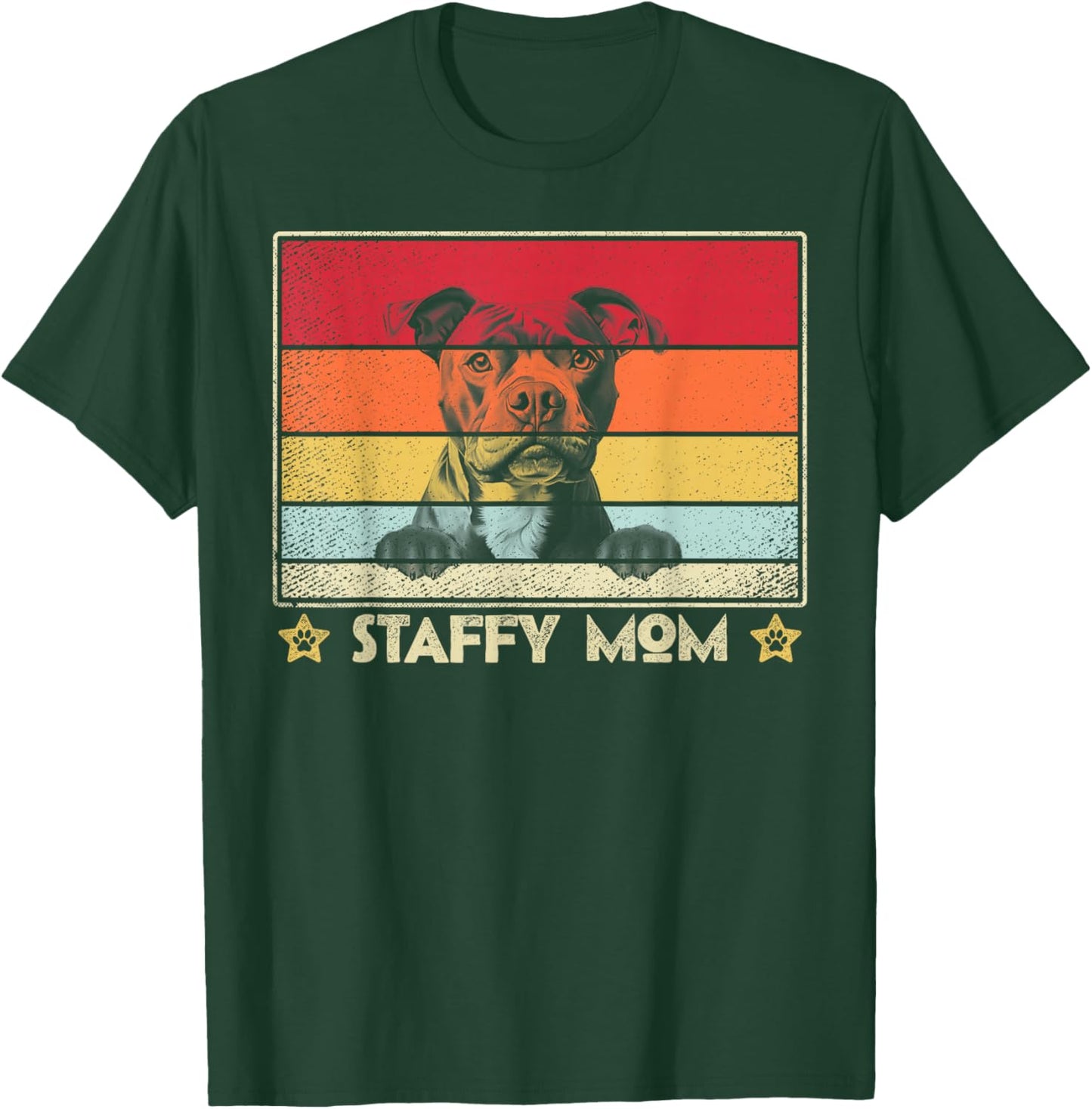 Staffy Mom Classic Retro Vintage Style T-Shirt - T-Shirt | Forest