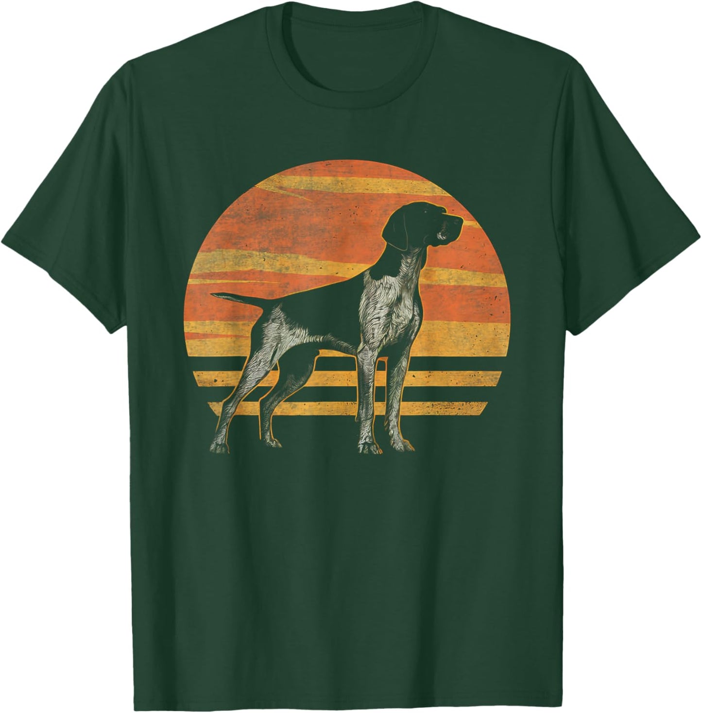 Retro Sunset Design German Shorthaired Pointer Dog T-Shirt - T-Shirt | Forest