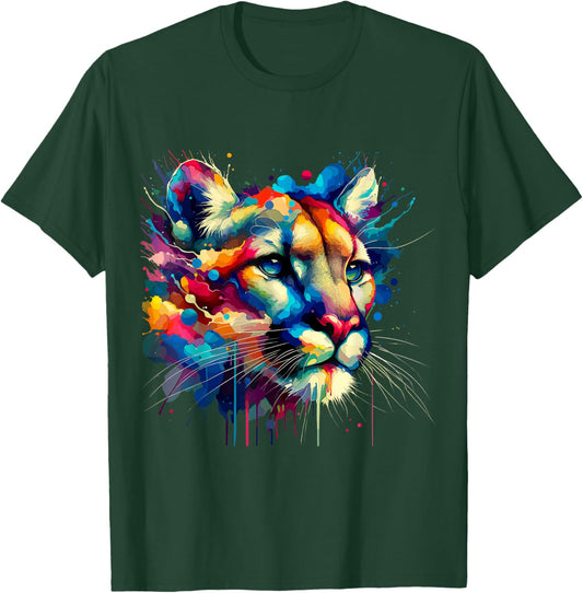 Splash Art Cougar Cougars Mountain Lion Puma T-Shirt - T-Shirt | Forest