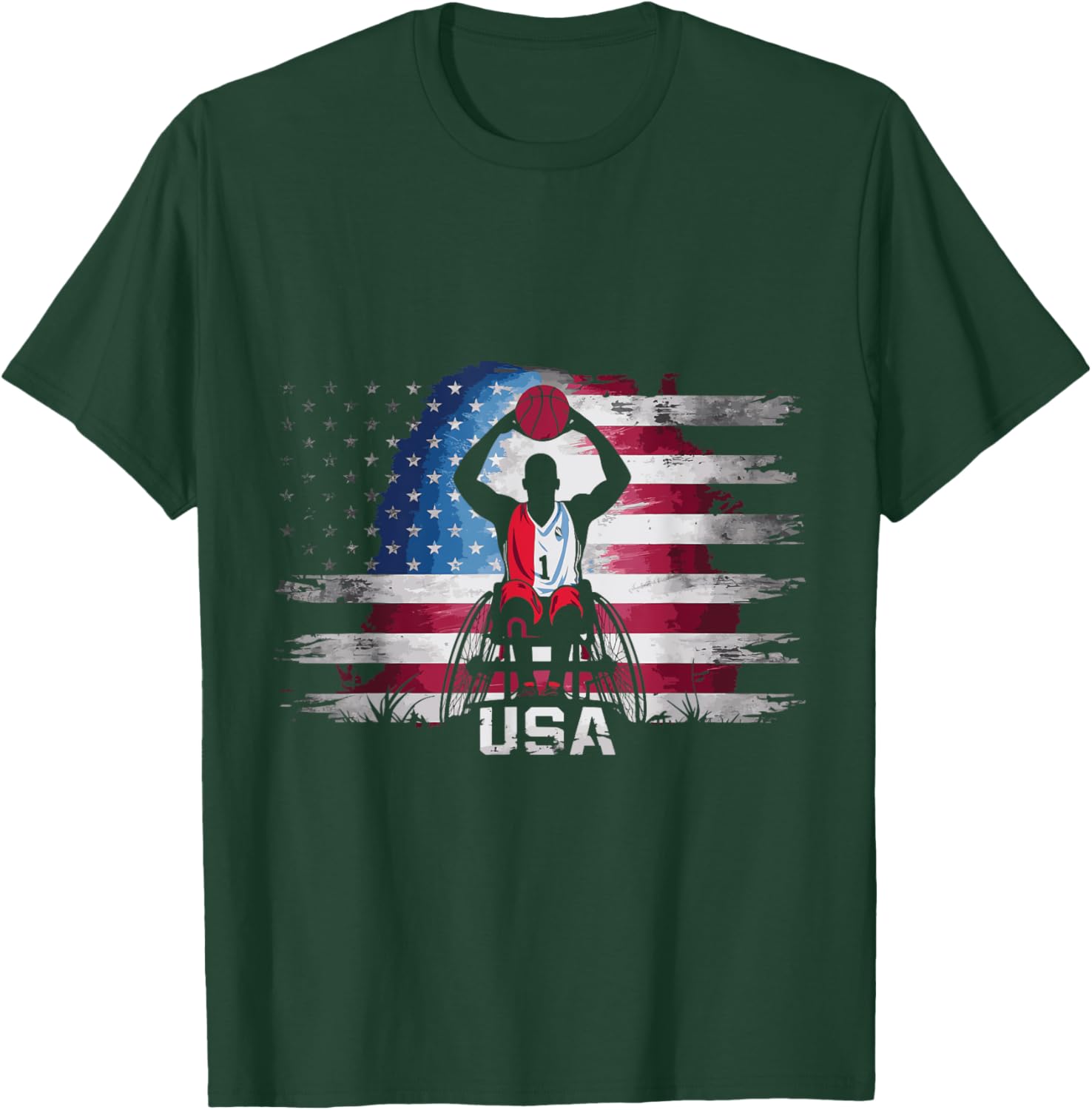 USA Wheelchair Basketball T-Shirt - T-Shirt | Forest