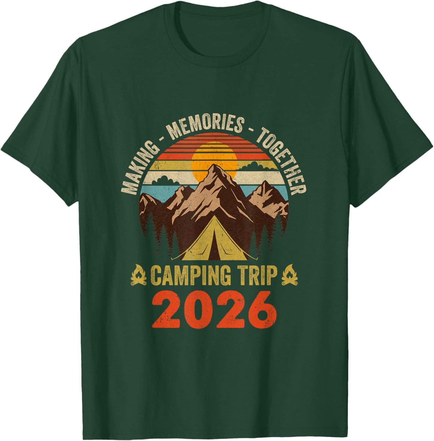 Vintage Camper Camp Family Camping Trip 2026 Matching Group T-Shirt - T-Shirt | Forest