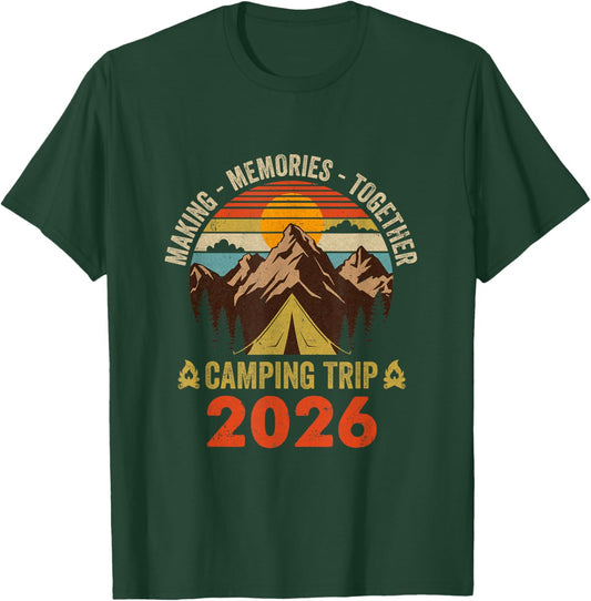 Vintage Camper Camp Family Camping Trip 2026 Matching Group T-Shirt - T-Shirt | Forest