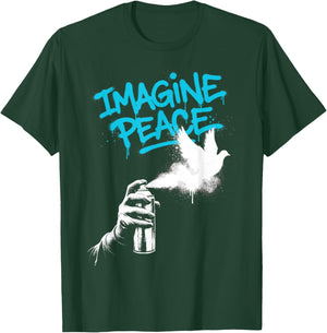 Imagine Peace Spray Paint Dove Urban Art Style T-Shirt - T-Shirt | Forest