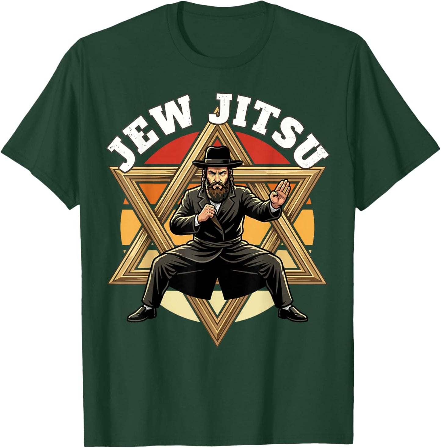 Funny Jewish Hanukkah Rabbi Horah Dance Jiu Jitso T-Shirt - T-Shirt | Forest