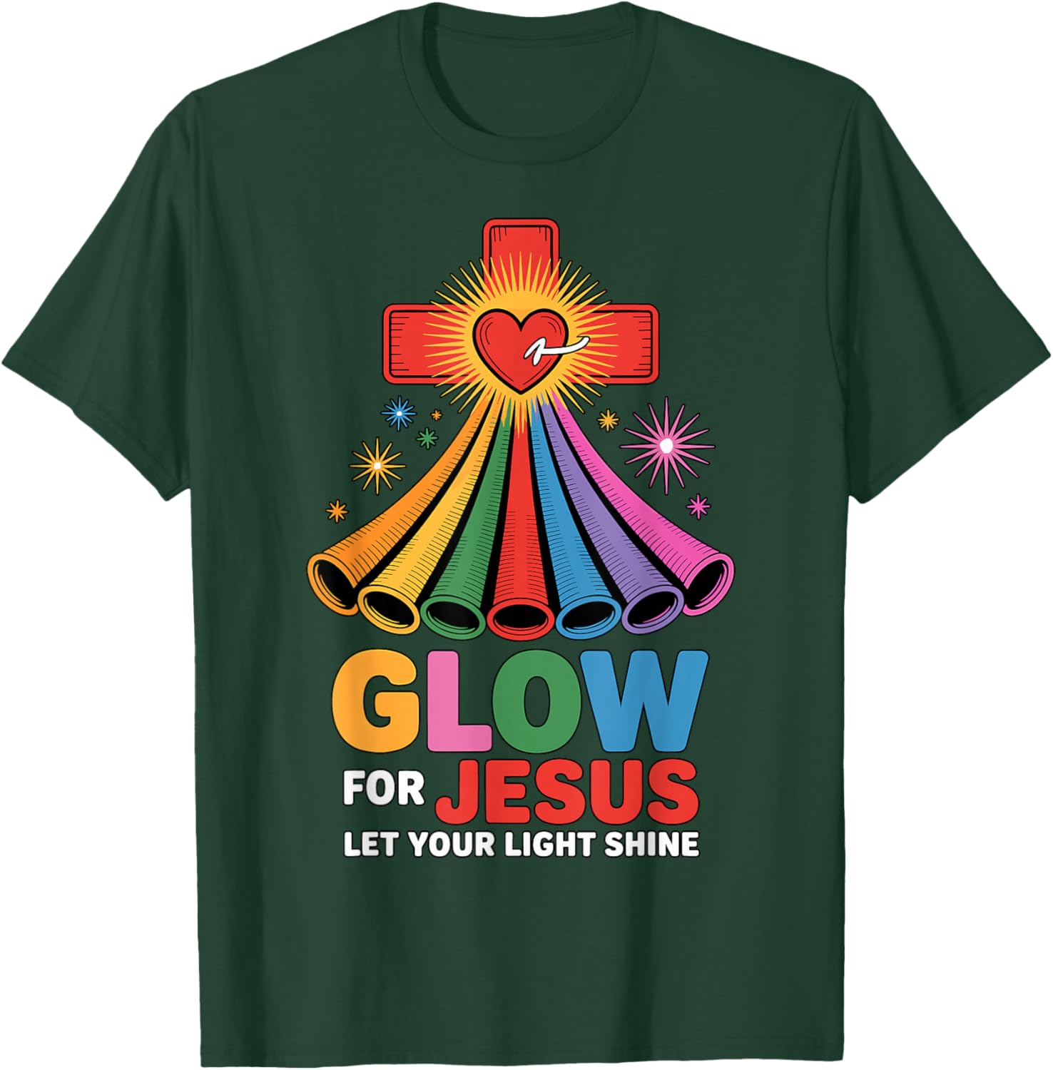 Glow for Jesus Christian Faith T-Shirt - T-Shirt | Forest