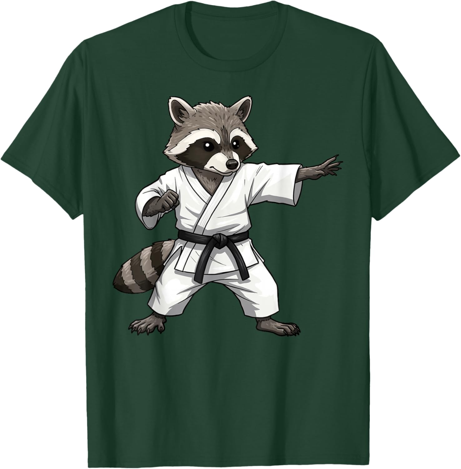 Funny Raccoon Doing Karate Samurai Ninja Raccoon T-Shirt - T-Shirt | Forest