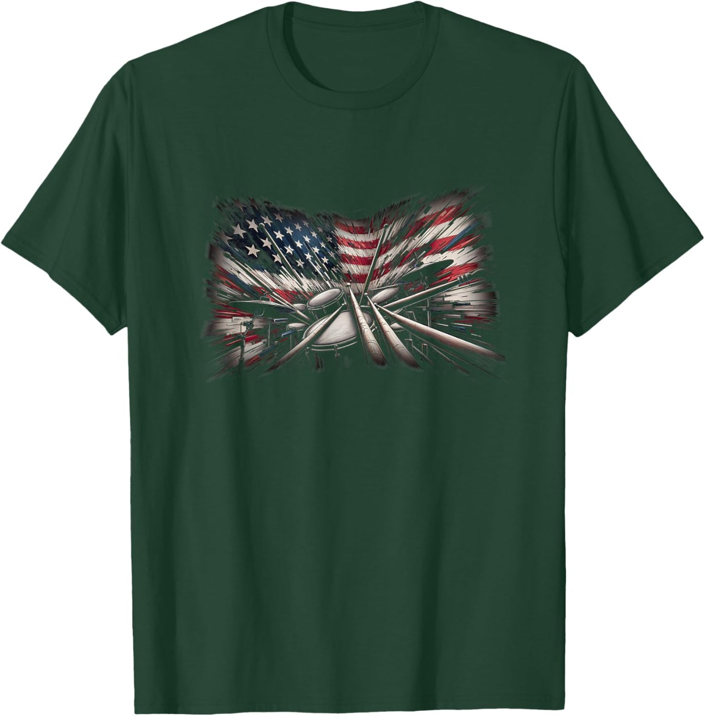 American Flag Drumsticks USA Drummers Vintage Drum Sticks Men T-Shirt - T-Shirt | Forest
